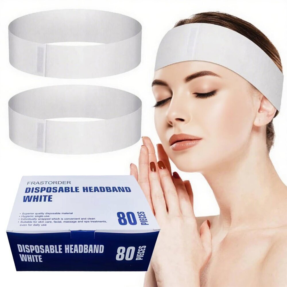 Disposable Headbands White Non-woven Hairbands Spa Face Beauty Pack of 80